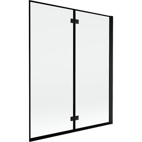 Mexen Mist paroi de baignoire 2 volets droit 140 x 150 cm, cadre noir, noir - 8A9-140-002-70-70-P (1/5)