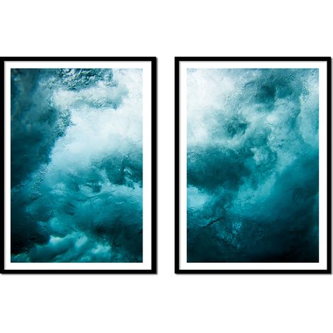 CUADRO ENMARCADO 53x73cm Díptico Conjunto de 2 cuadros Surf Olas Mar P2171 (1/3)