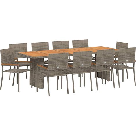 Maison Exclusive - Garten Essgruppe 11 pcs Grau Poly-Rattan