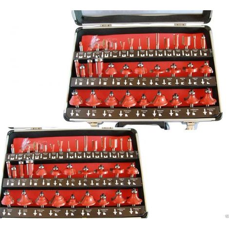 KIT SET DI 35 FRESE FRESA FRESATRICE PUNTE PER LEGNO PANTOGRAFO CON GAMBO DA 8MM (1/2)