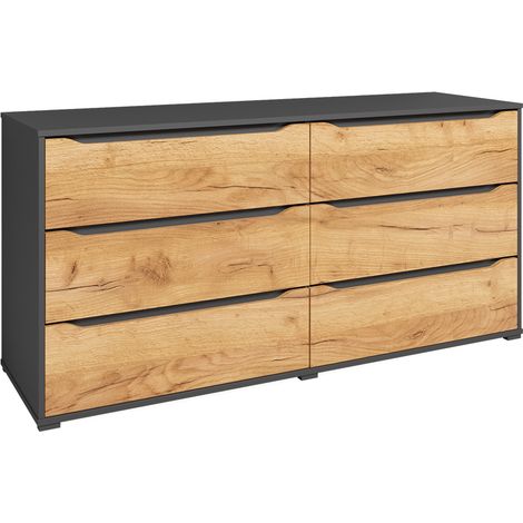 Kommode Ruben, Goldkraft Eiche/Anthrazit, 48 x 77.6 cm mit Schubladen, Vicco