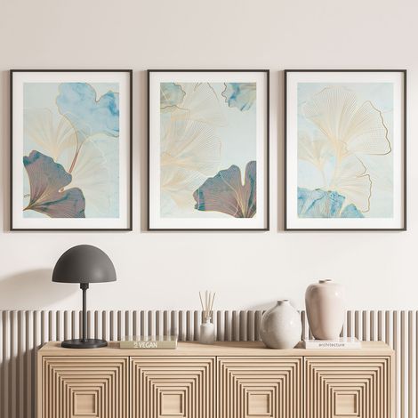 Lot de 3 Affiches / Posters Triptyque - Feuilles - 3 Affiches - 70x100 cm (Cadres non fournis) - Photo pleine page (1/5)
