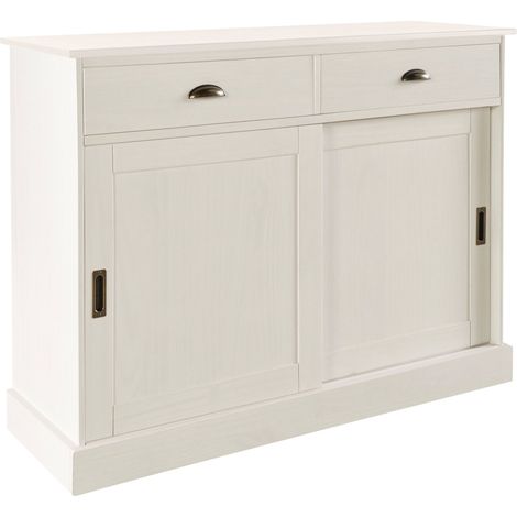 HarryBuffet avec 2 portes et 2 tiroirs en pin laqué blanc (1/5)