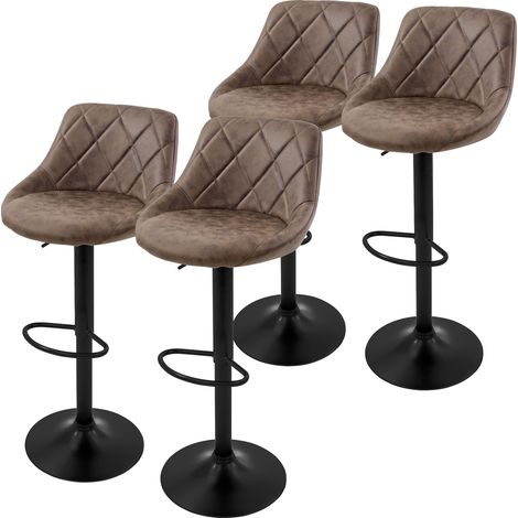 ML-Design Set di 4 Sgabelli da Bar Rivestimento in Ecopelle Marrone Sgabello da Bancone Regolabile in Altezza 62-82 cm Girevole a 360° Sedie Alte Sedia da Bistrot con Schienale e Poggiapiedi (1/5)