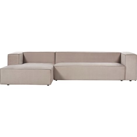 Ecksofa 3-Sitzer VERNON Samtstoff Taupe rechtsseitig