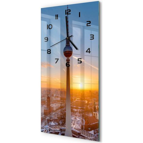 Horloge Murale Rectangulaire Verticale Prête à Accrocher Moderne Tour de télévision 30x60 cm (1/5)