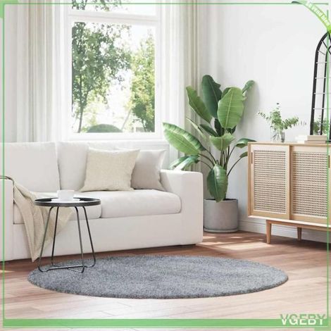 4102914 Tapis Shaggy à poils longs NAVARRA gris clair 160x160 cm (1/5)
