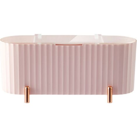 Boîte Coton Tige, Plastique Distributeur Coton Tige avec Couvercle, 3 Compartiments Rangement Coton Démaquillant Organisateur Pour Swabs Makeup Maquillage éponge Oeuf Vanité Salle de Bain (Rose (1/4)