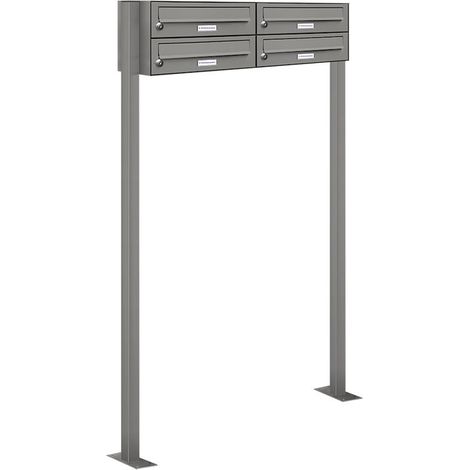 4er Premium Standbriefkasten RAL 9007 freistehend Postkasten Ständer 2x2 L (1/5)