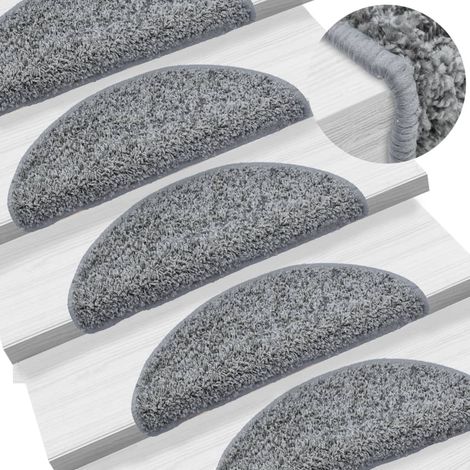 vidaXL Tappetini per scale 15 pz 56x17x3 cm Grigio Semicircolari