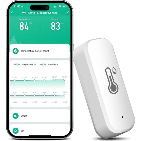 WLAN-Thermometer und Hygrometer für den Innen- und Außenbereich, WLAN-Temperatur- und Feuchtigkeitssensor mit Tuya/Smart Life App, für Aquarium, Gewächshaus, Kühlschrank, Schwimmbad, Terrarium (1/5)