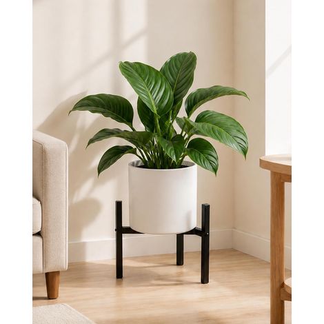 Support métallique pour plantes, réglable en largeur de 20 à 30 cm, trépied d'intérieur, support pour pot à 2 hauteurs différentes, imperméable, résistant, supporte 90,7 kg, support (1/5)