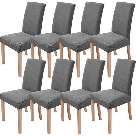 TAISHENGDA-Housses De Chaise Stretch Lot De 8 Housses De Chaise Amovibles Et Lavables Pour Salle À Manger Moderne Élastique Protecteur De Chaise Décoration Pour Bureau Banquets Fête De Mariage (Gris C (1/5)