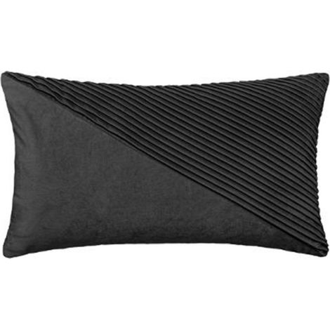 Coussin Déco en Velours "Semi Pli" 30x50cm Gris (1/3)