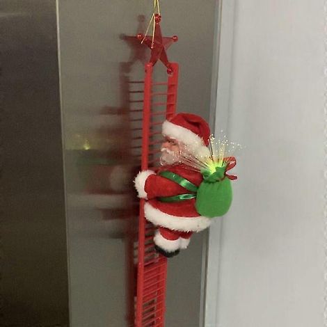 Décoration de Noël : échelle électrique musicale Père Noël à suspendre au sapin, cadeau de Nouvel An, style lumineux (1/5)