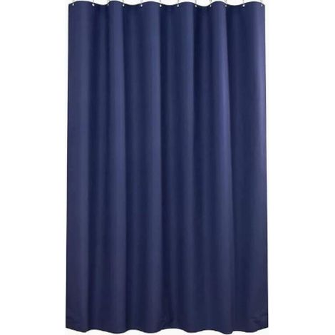 180 x 180 cm blauer, waschbarer Duschvorhang aus Stoff, wasserdicht und schimmelresistent, mit 12 Ringen (1/5)