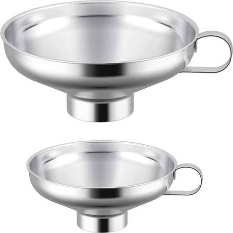 2 Pieces Canning Funnels, Stainless Steel Jam Funnels, Wide Mouth Funnel, Stainless Steel Wide Mouth Funnel For Transfer Liquid, Powder(small And (1/5)