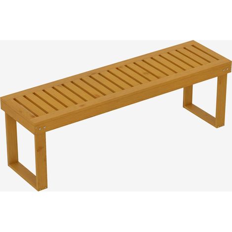 Panchina da giardino, in legno di pino, 2 posti, seduta a doghe, 132 x 34 x 43 cm, legno naturale