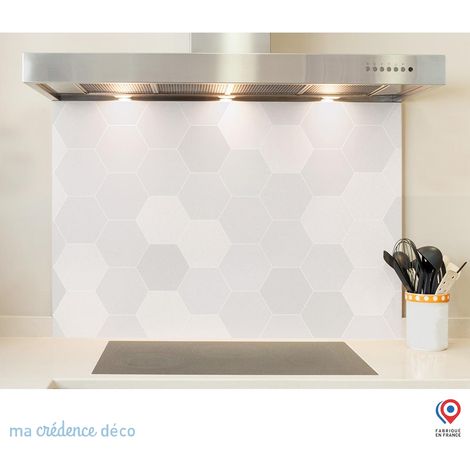 Fond de hotte : hexagone gris léger - Verre trempé - 60 cm - 45 cm (1/5)