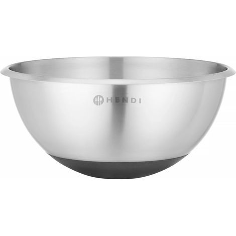 Bol de cocina de acero inoxidable con base de silicona y vaso medidor, 3 l, diámetro 265 x 125 mm (1/2)