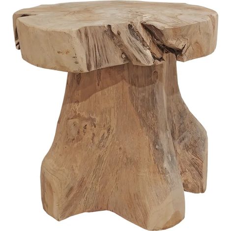 Tabouret / table d'appoint 30 cm rond en racine de teck - NATA (1/5)