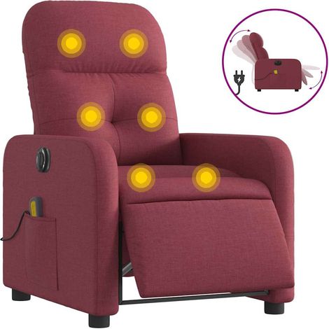 Maison Exclusive - Massagesessel Elektrisch Weinrot Stoff