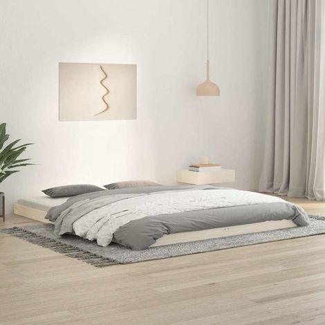 Lit double pour adulte Moderne - Cadre de lit Blanc 160x200 cm Bois de pin massif BV254706 - BonneVie (1/5)