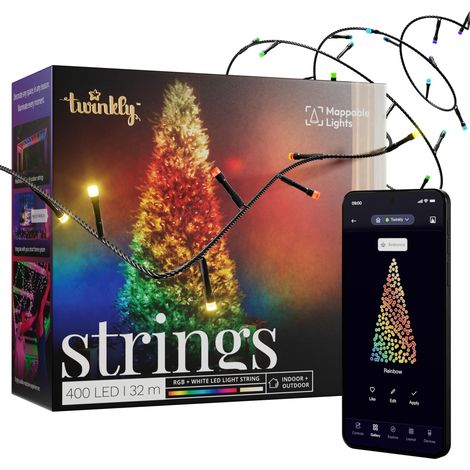 Guirlande Lumineuse Exterieur et Intérieur, Lumières LED Multicolores, Guirlande Noël, IP44, Contrôle App, Fil Noir, 32m (1/5)