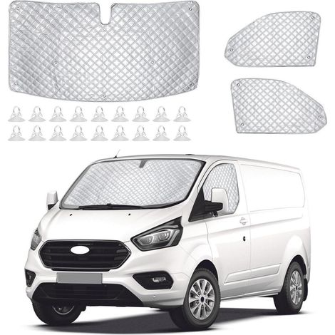 Thermo-Rollo Set für Ford Transit Custom 2012-2024, 3-teilig, silber/schwarz (1/5)