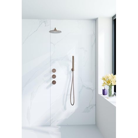 Fortifura Nebbio Ensemble de douche pluie - robinet encastré - élément encastré - coude mural de raccordement - flexible de douche métal - douchette à