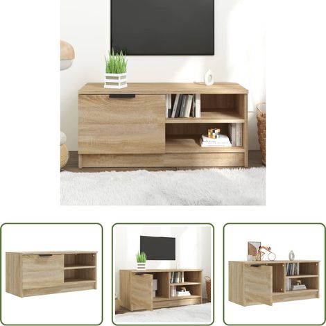 Holzwerkstoff - TV-Schrank Sonoma-Eiche 80x35x36,5 cm Holzwerkstoff (1/5)