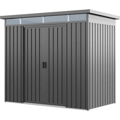 GFP Primeyard Gerätehaus Metall Gartenhaus 220x110x200 cm Geräteschuppen Schiebetür grau