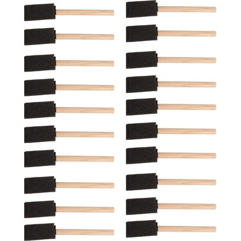 Lot de 20 pinceaux en mousse avec manche en bois, prise en main ergonomique et confortable, faciles à nettoyer, pour la peinture et le bricolage. (1/5)