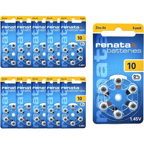 Renata / Swatch Group - Pack de 10 blisters de 6 piles 10A RENATA