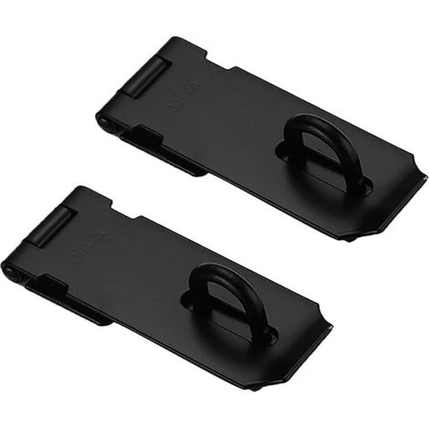 Cadenas de porte, 2 pièces, loquet de porte, fermoir à loquet avec vis, serrure de portail, cadenas à agrafe de 4 pouces, loquet robuste en acier inoxydable avec finition noire mate (1/5)