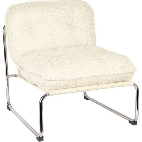 Fauteuil en tissu écru et pieds en chrome Chelsea (1/5)