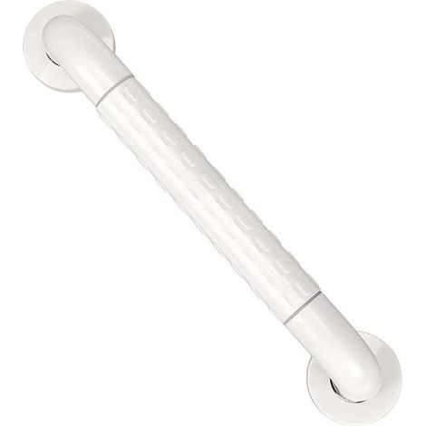 Barre d'appui WC Manche Mural INOX Poignée de Baignoire Porte Serviette - 400mm (Blanc) (1/5)