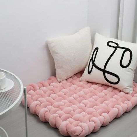Doux tissé à la Main Pure Tapis de Jeu pour bébé Tummy Time Cushion Area Rug Coussin siège (Rose Gold) (1/5)