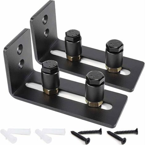 Rodillos guía de piso ajustables para puertas corredizas de granero, paquete de 2, color negro, súper suaves y silenciosos, fáciles de instalar (2 ruedas) para todos los tamaños de puertas (1/5)