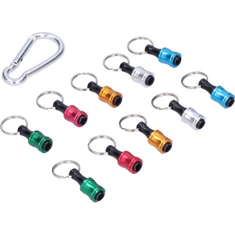 Lot de 10 Adaptateurs de Perceuse à Changement Rapide, Embout Hexagonal 1/4in avec Porte-Clés, Extension pour Visseuse, Attache Rapide (1/5)