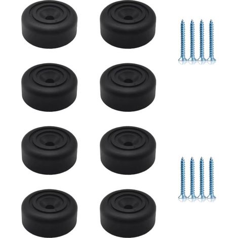 Pied de Meuble Noirs 8 pièces Pieds de Meuble Ronds Ø 33 x H 13 mm Pieds d'armoire en Plastique Pieds pour Meubles Canapé Pieds avec 8 vis pour Armoire, canapé, Chaise (1/4)
