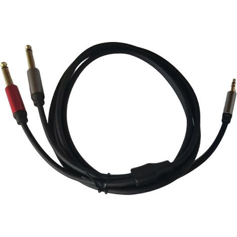Câble adaptateur mâle 3,5 mm vers 2x6,35 mm mâle  câble de conversion jack auxiliaire audio mono TRS mâle 3,5 mm vers 6,35 mm. (1/5)