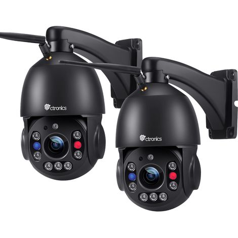 Ctronics 30X Zoom 5MP Caméra de Surveillance WiFi Extérieure avec Détection Mouvement Humaine Vision Nocturne 150M Rotation 355 °90° Alarme Sonore Audio Bidirectionnel IP66 Noir Lot de 2 (1/5)