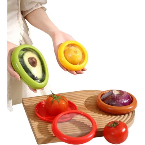 4er-Set wiederverwendbare Aufbewahrungsbehälter für Kühlschrank, Avocado- und Tomatenbehälter, ideal für Knoblauch, Zwiebeln, Zitronen und Kartoffeln