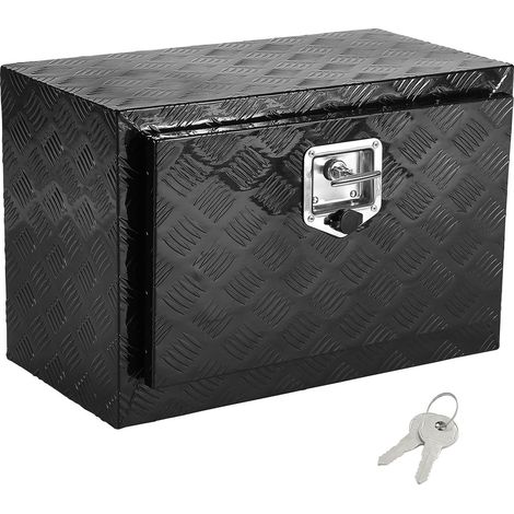 Coffre de camion sous châssis, 60x35x40 cm, rangement pick-up en aluminium robuste, plaque diamant, verrou avec clés, étanche pour remorque, poignée en T, pour camion, van, remorque. (1/5)