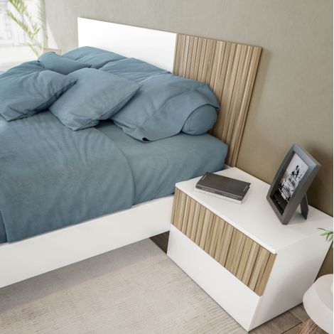 Dormitorio doble completo en artik blanco y natural - Edera - Con cabina armadio (1/5)