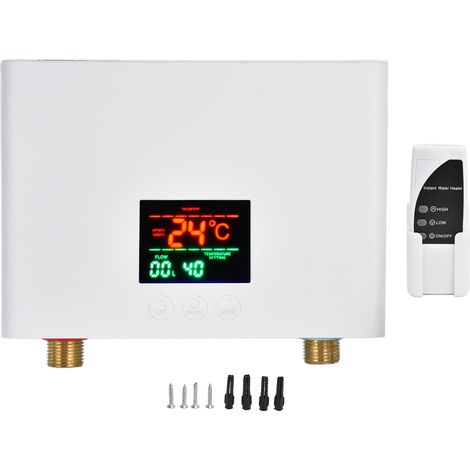 SJLERST Chauffe-Eau Instantané 5.5KW Mini Chauffe-Eau Électrique Sans Réservoir Mural avec Affichage LED Réglage de la Température pour Maison Cuisine Salle de Bains (1/5)