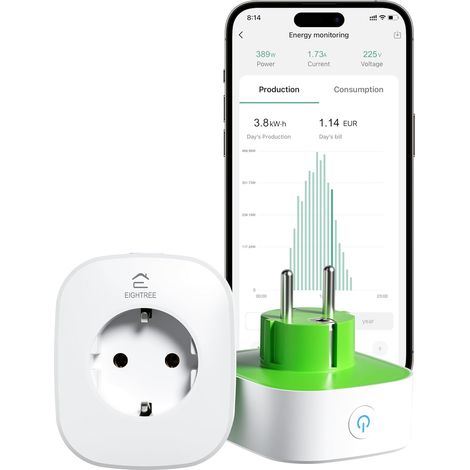 Lot de 2 prises intelligentes Wi-Fi pour centrale électrique de balcon, prise intelligente, accessoires, mesure de la consommation d'énergie, calendrier, accès à distance (1/5)