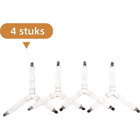 Ensemble de 4 attaches réglables pour draps couettes housses de canapé et literie blanches (1/5)
