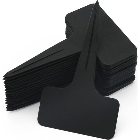 100 étiquettes imperméables en plastique noir épais pour plantes, type T, pour pépinière et jardin (1/5)